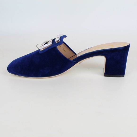 NEW Gucci Velvet Crystal Mules – Luxe Party Dressy Heels - Picture 4 of 15